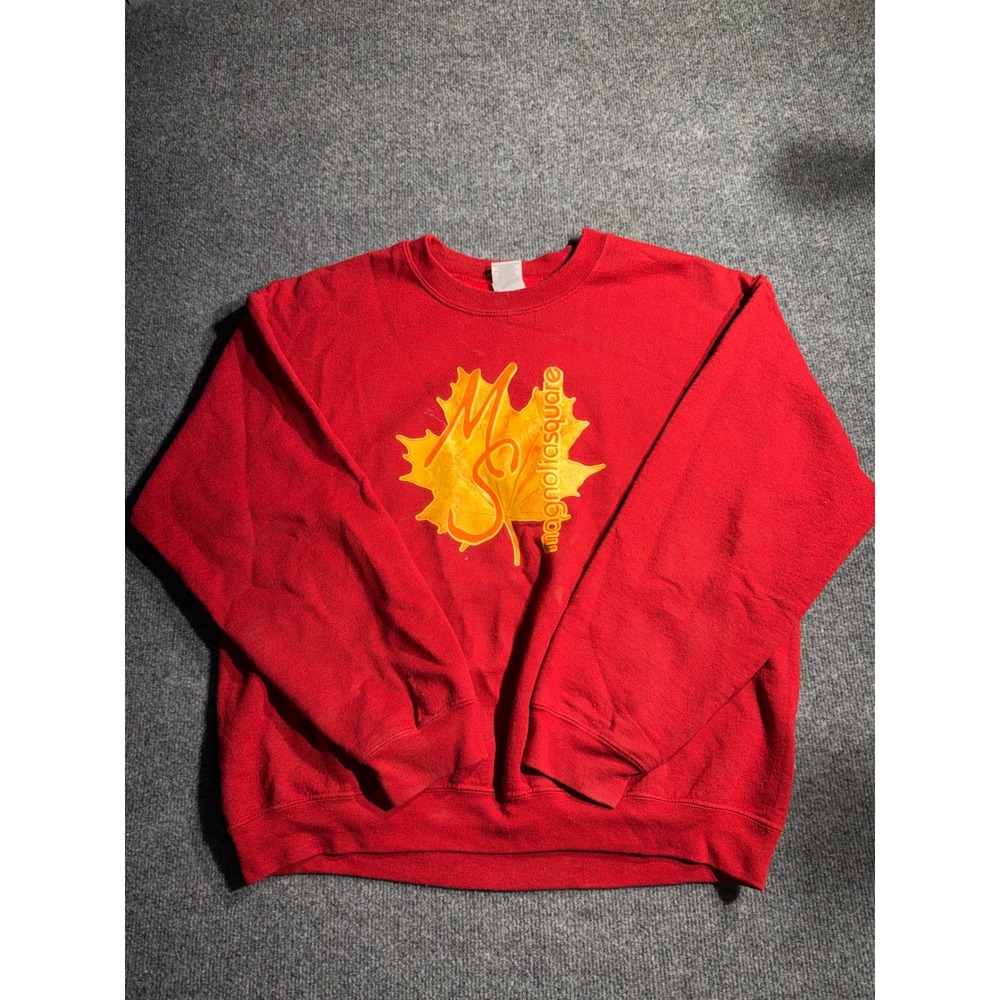 Magnolia Square Red Graphic Crewneck Sweatshirt Large Maple Leaf Fleeceā